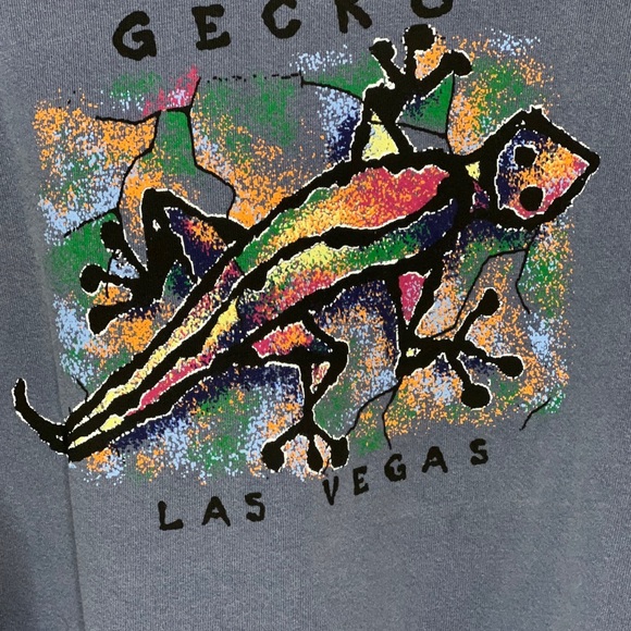 Vintage Crazy Shirts With Tag Crewneck Sweatshirt Gecko Lizard Las Vegas Large. - Picture 9 of 9
